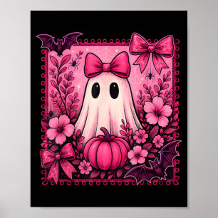 Halloween Coquette Bow Cute Ghost Floral Girl Poster