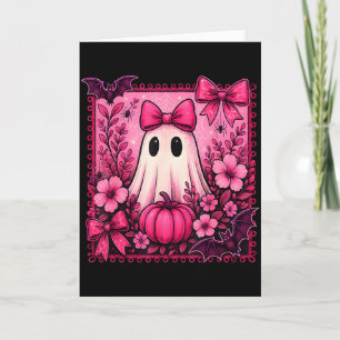 Halloween Coquette Bow Cute Ghost Floral Girl Wome Card