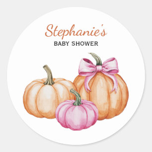 Halloween Coquette Bow Pumpkin Spooky Baby Shower Classic Round Sticker