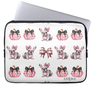 Halloween Coquette Bulldog Bow pumpkin Laptop Sleeve