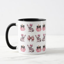 Halloween Coquette Bulldog Bow pumpkin pink Mug