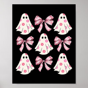 Halloween Coquette Pink Bow Ghost Poster