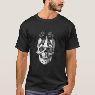 Halloween Coquette Skull with Black Lace Bow Spook T-Shirt