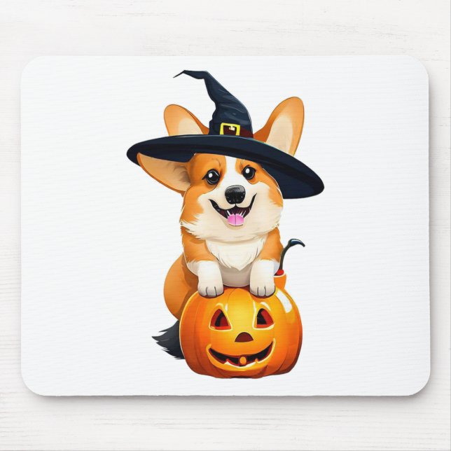 Halloween Corgi Witch Hat  Mouse Pad (Front)