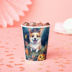 Halloween Corgi With Pumpkins Scary Paper Cups
