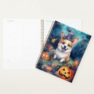 Halloween Corgi With Pumpkins Scary Planner