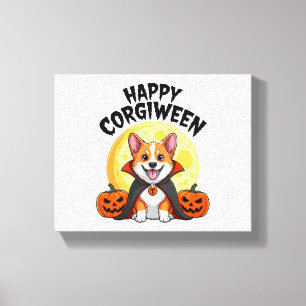 Halloween Corgiween, Spooky Corgi Dog Canvas Print
