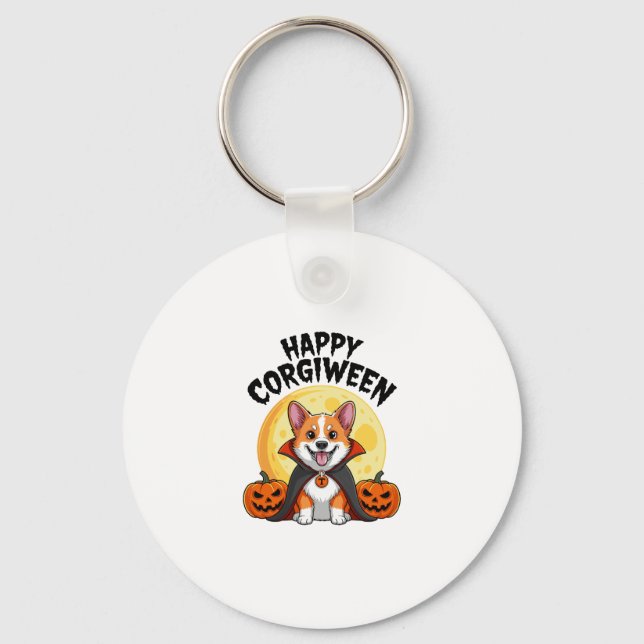 Halloween Corgiween, Spooky Corgi Dog Key Ring (Front)