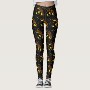 Halloween Cosmic Pumpkin Outer Space Jack OLantern Leggings