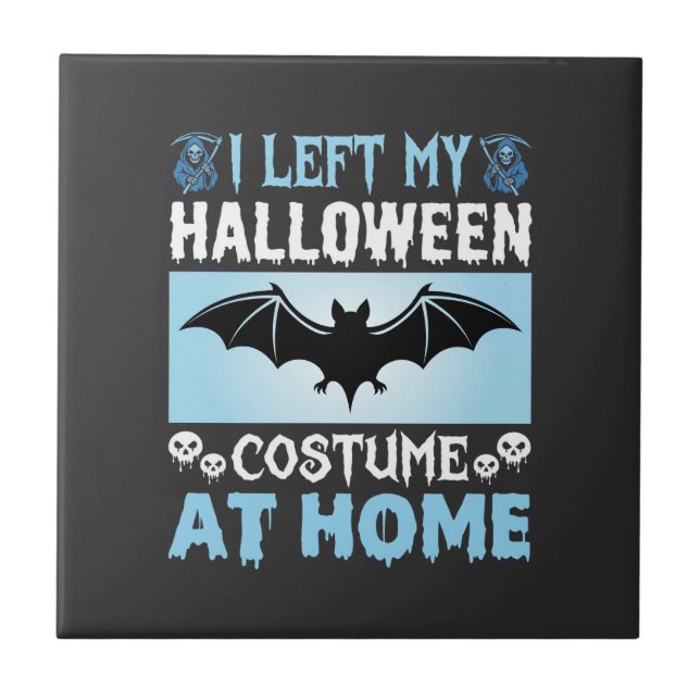 Halloween Costume At Home Funny Bat Design Tile (Front)