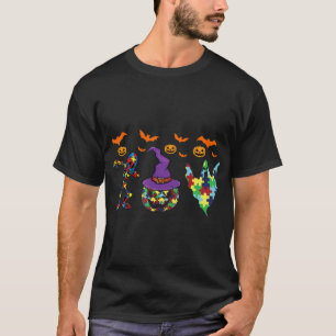 Halloween costume Autism Awareness Pumpkin Witch P T-Shirt