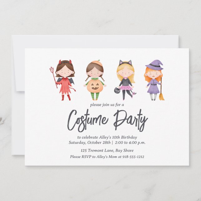 Halloween Costume Birthday Party Invitation (Front)