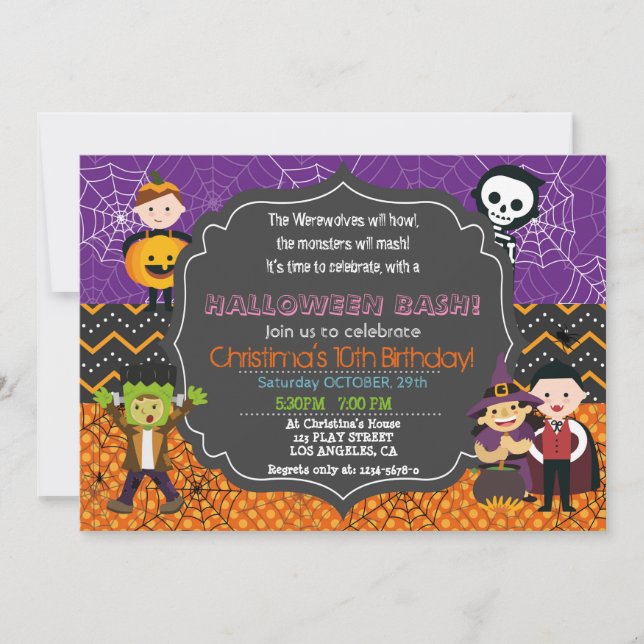 HALLOWEEN COSTUME BIRTHDAY PARTY INVITATION (Front)