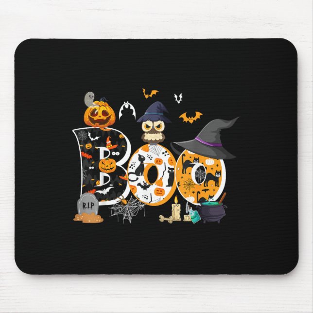 Halloween Costume Boo Owl Witch Hat Spider Pumpkin Mouse Pad (Front)