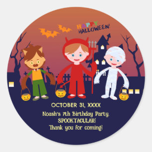 Halloween Costume Boy Birthday Party Classic Round Sticker