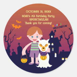 Halloween Costume Boy Birthday Party Classic Round Sticker