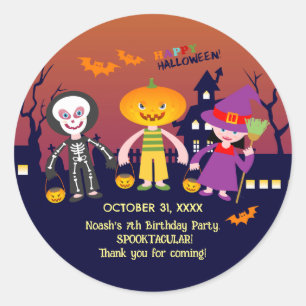Halloween Costume Boy Birthday Party Classic Round Sticker