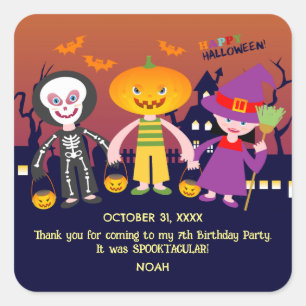 Halloween Costume Boy Birthday Party  Square Sticker