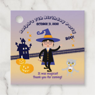 Halloween Costume Boy Wizard Birthday Party  Favour Tags