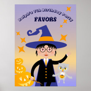 Halloween Costume Boy Wizard Birthday Party Poster