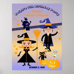 Halloween Costume Boy Wizard Birthday Party Poster