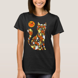 Halloween Costume Cat Pumpkin Scary Witch Moon Wom T-Shirt