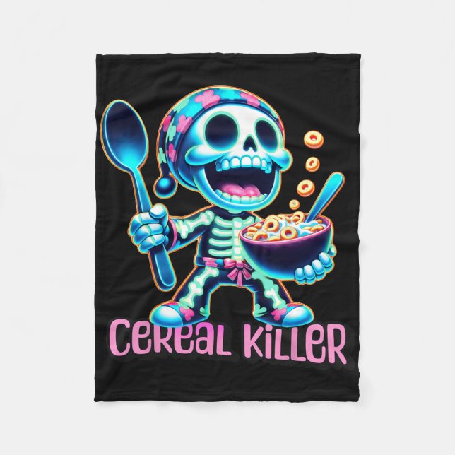 Halloween Costume Cereal Killer Funny Breakfast Ce Fleece Blanket (Front)