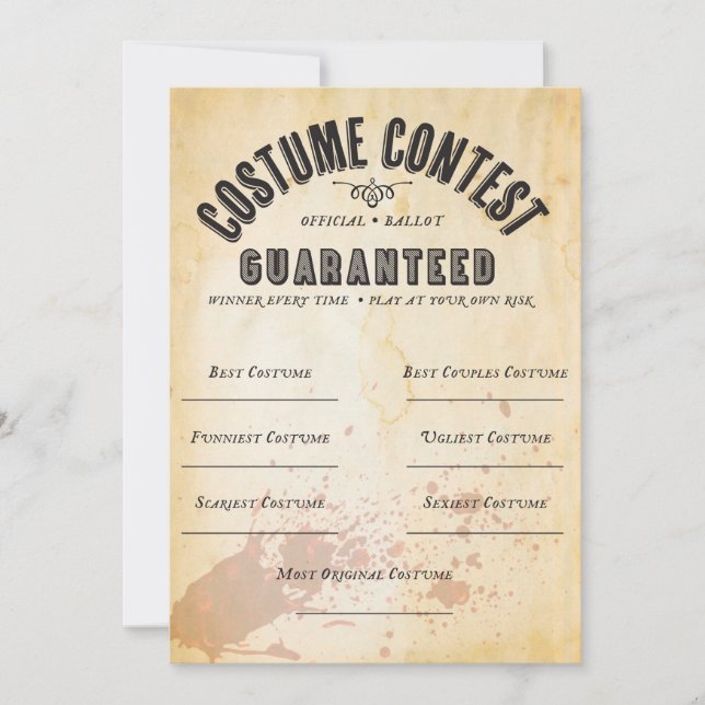 HALLOWEEN COSTUME CONTEST OFFICIAL BALLOT CARD (Front)