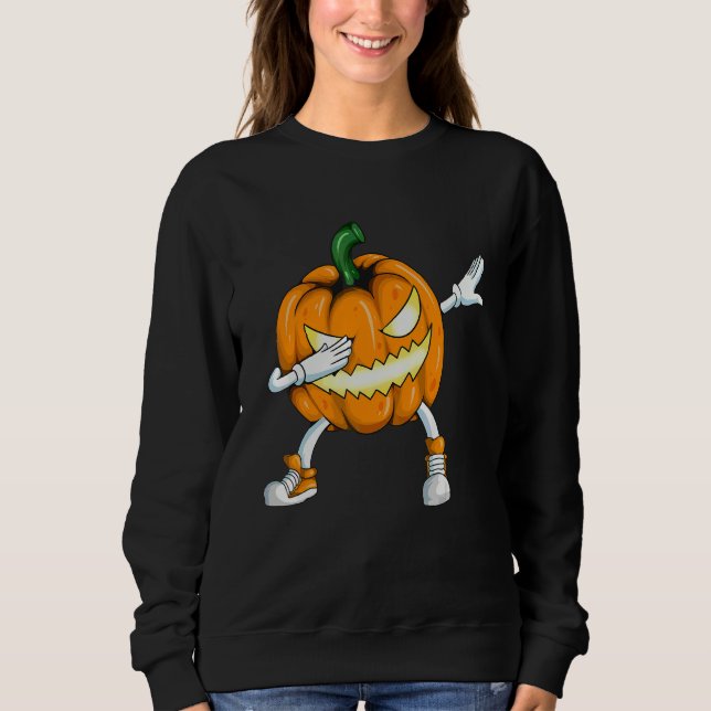 Halloween Costume Dab  Pumpkin Head Makes Dabbing Sweatshirt (Front)