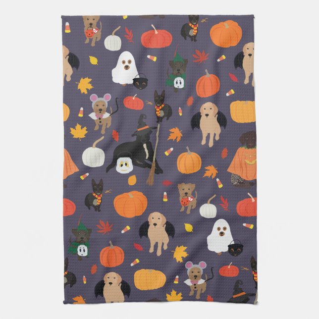 Halloween Costume Dogs Kitchen Hand Towel (Vertical)