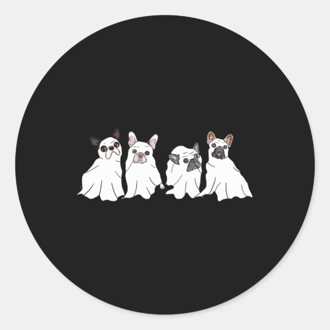 Halloween Costume French Bulldog Ghost  Classic Round Sticker (Front)