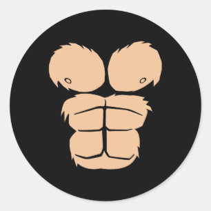 Halloween Costume Fun Monkey Gorilla Chest Suit Ha Classic Round Sticker
