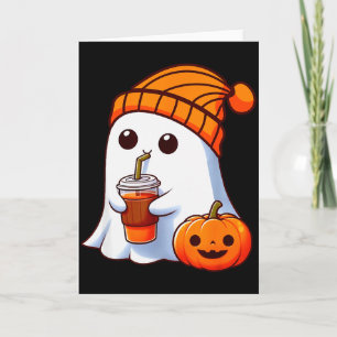 Halloween Costume Ghost Drinking Pumpkin Men Women Card