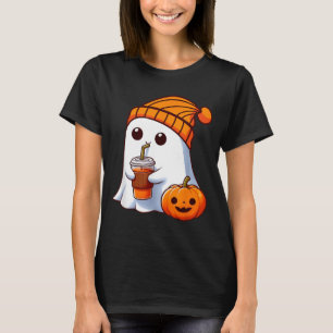 Halloween Costume Ghost Drinking Pumpkin Men Women T-Shirt