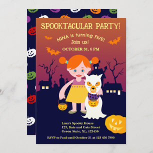 Halloween Costume Girl Birthday Party Invitation