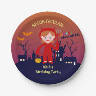 Halloween Costume Girl Birthday Party Paper Plate