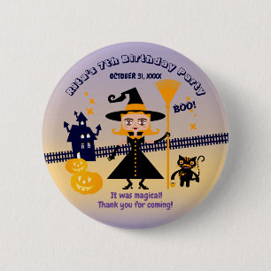 Halloween Costume Girl Witch Birthday Party 6 Cm Round Badge