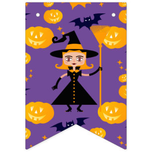 Halloween Costume Girl Witch Birthday Party Bunting