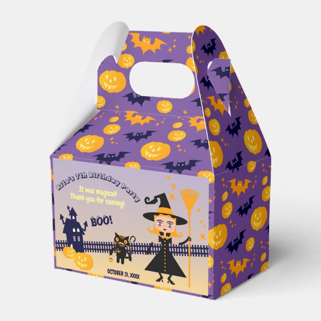 Halloween Costume Girl Witch Birthday Party Favour Box (Front Side)