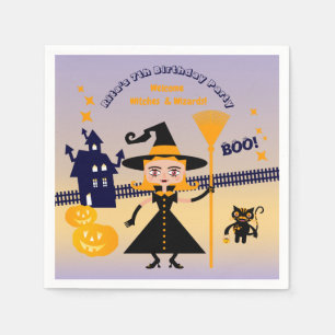 Halloween Costume Girl Witch Birthday Party Napkin