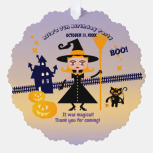 Halloween Costume Girl Witch Birthday Party Tree Decoration Card