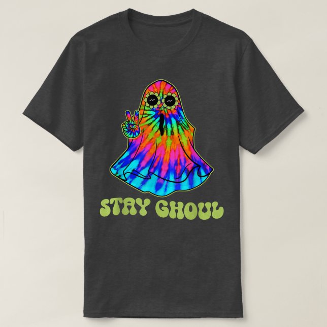 Halloween Costume Groovy Ghost Stay Ghoul Tie Dye  T-Shirt (Design Front)
