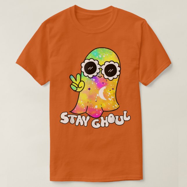 Halloween Costume Groovy Ghost Stay Ghoul Tie Dye  T-Shirt (Design Front)