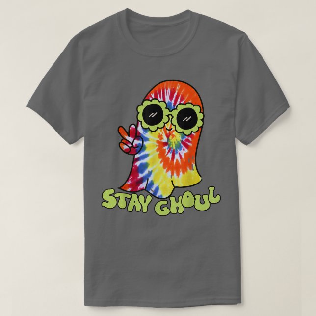 Halloween Costume Groovy Ghost Stay Ghoul Tie Dye  T-Shirt (Design Front)