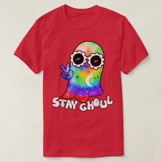 Halloween Costume Groovy Ghost Stay Ghoul Tie Dye  T-Shirt (Design Front)