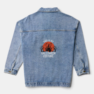 Halloween Costume Haunted Castle Vector Design Denim Jacket