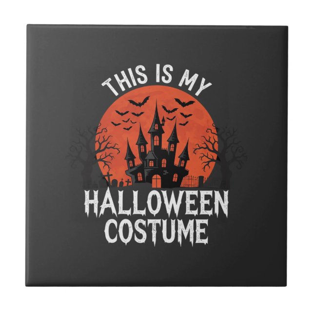 Halloween Costume Haunted Castle Vector Design Tile (Front)
