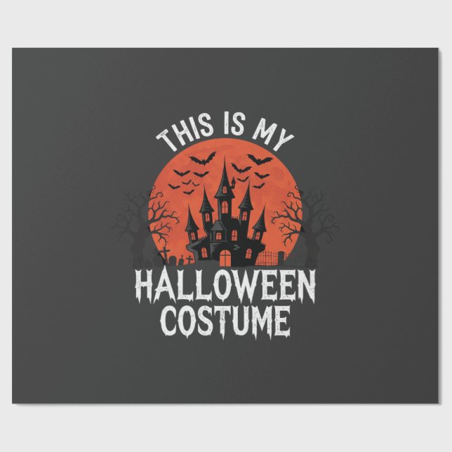 Halloween Costume Haunted Castle Vector Design Wrapping Paper (Flat)