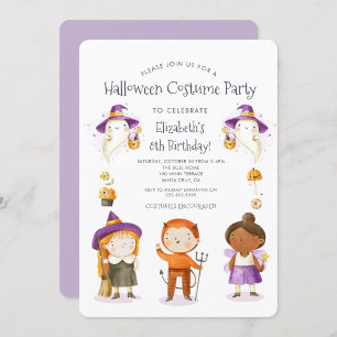 Halloween Costume Kids Birthday Party Invitation