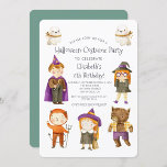 Halloween Costume Kids Birthday Party Invitation<br><div class="desc">Halloween Costume Kids Ghost Witch Wizard Birthday Party</div>